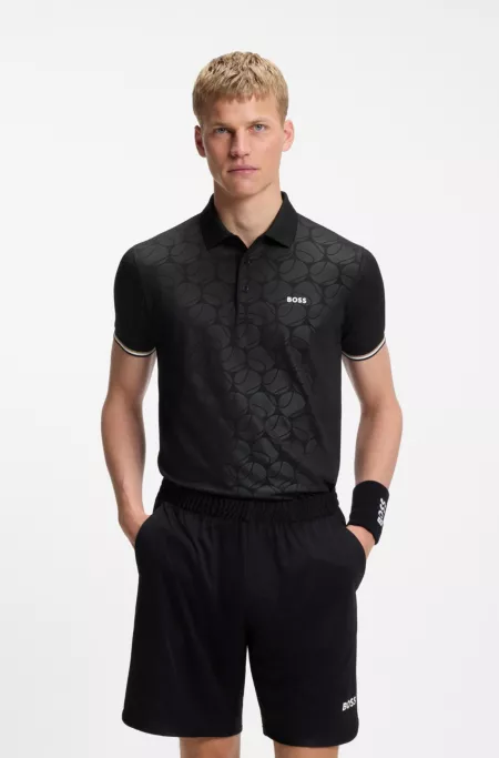 Active Slim-fit polo shirt with embossed tennis-ball pattern