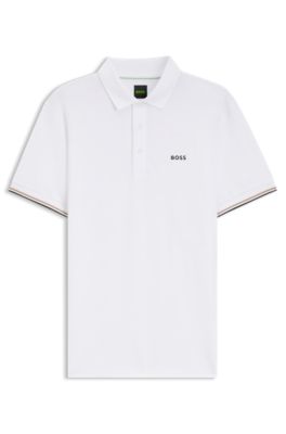 Active Polo slim fit con estampado de pelota de tenis grabado, Blanco