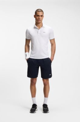Active Polo slim fit con estampado de pelota de tenis grabado, Blanco