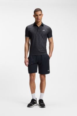 Active Polo slim fit con estampado de pelota de tenis grabado, Azul oscuro