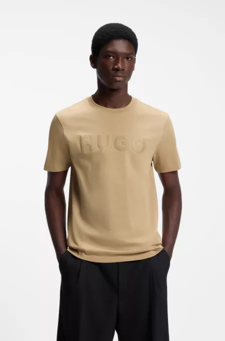 Cotton-jersey T-shirt with check logo