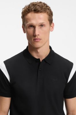 Paddy polo shirt in stretch cotton, Black
