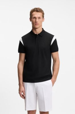 Paddy polo shirt in stretch cotton, Black