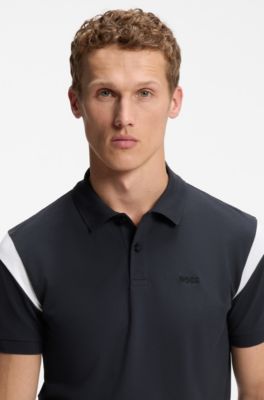Polo Paddy de algod&oacute;n el&aacute;stico, Azul oscuro