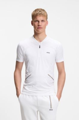 Slim-fit polo in seamless body-mapping jersey, White