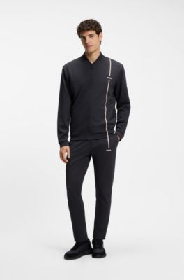 Slim-fit polo in seamless body-mapping jersey, Dark Blue