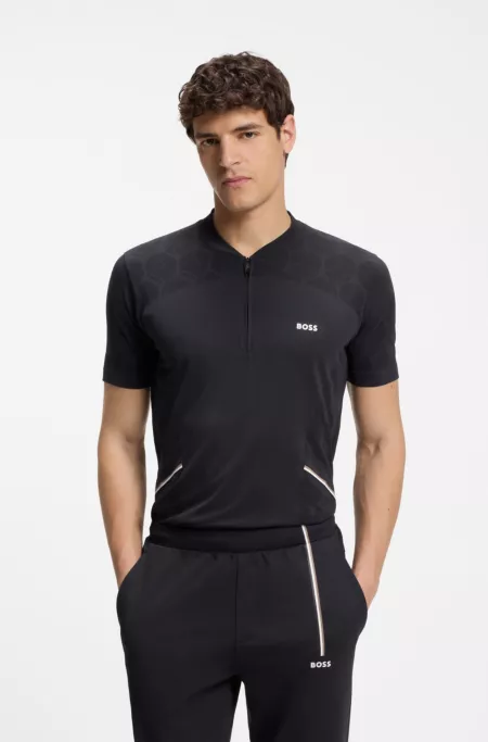 Slim-fit polo in seamless body-mapping jersey