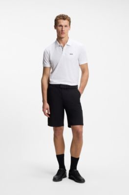 Cotton-piqu&eacute; polo shirt with all-over print, White