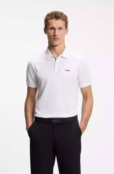 Cotton-piqué polo shirt with all-over print