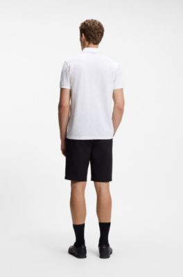 Cotton-piqu&eacute; polo shirt with all-over print, White