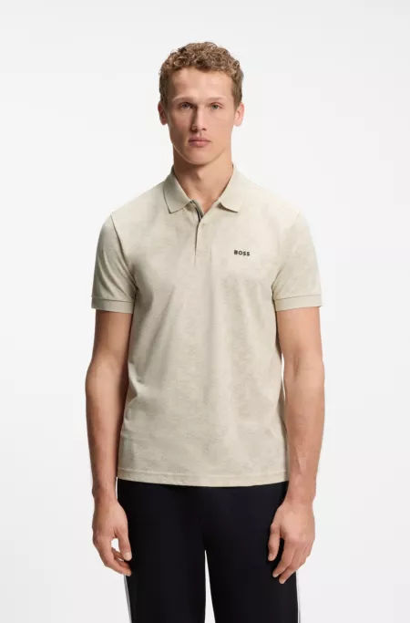 Cotton-piqué polo shirt with all-over print