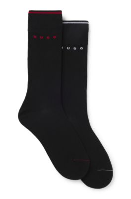 Paquete de dos pares de calcetines acanalados en mezcla de algod&oacute;n, Negro