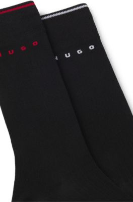 Paquete de dos pares de calcetines acanalados en mezcla de algod&oacute;n, Negro