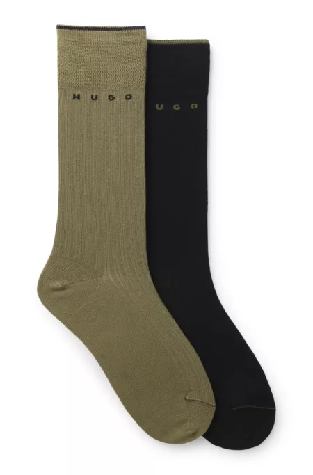Two-pack of ribbed cotton-blend socks