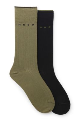 Paquete de dos pares de calcetines acanalados en mezcla de algod&oacute;n, Cal