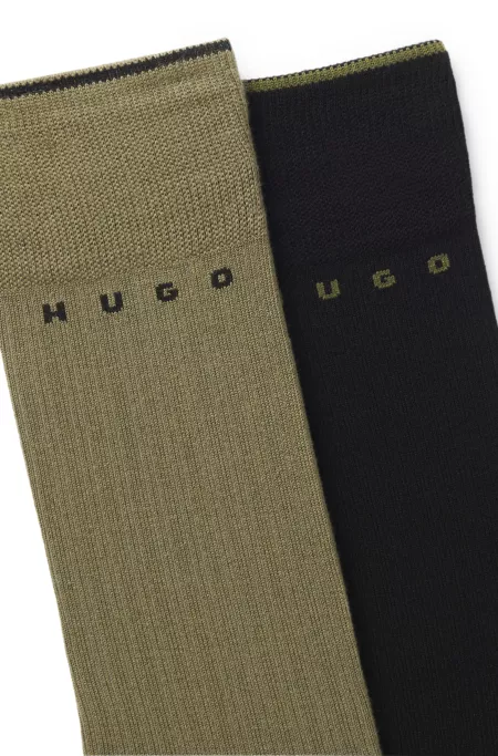 Two-pack of ribbed cotton-blend socks