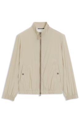 Water-repellent zippered jacket with two-way stretch, Light Beige