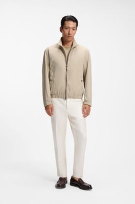 Water-repellent zippered jacket with two-way stretch, Light Beige