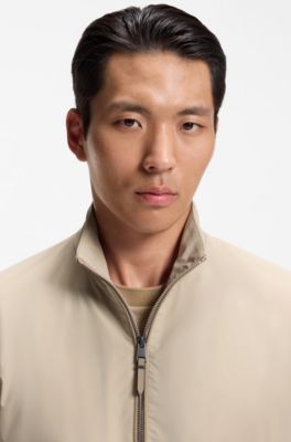 Water-repellent zippered jacket with two-way stretch, Light Beige
