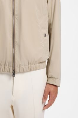 Water-repellent zippered jacket with two-way stretch, Light Beige