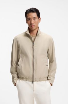 Water-repellent zippered jacket with two-way stretch, Light Beige