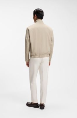 Water-repellent zippered jacket with two-way stretch, Light Beige