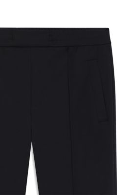 Pantalon coupe droite &agrave; taille avec cordon de serrage, Bleu fonc&eacute;