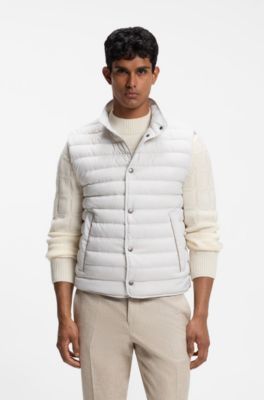 Water-repellent vest with down filling, White