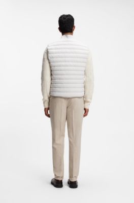 Water-repellent vest with down filling, White