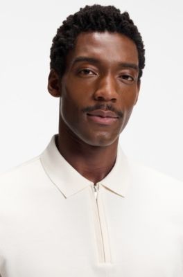 Polo regular fit con cierre de cremallera, Blanco