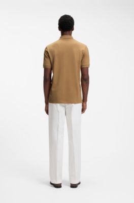 Polo regular fit con cierre de cremallera, Beige