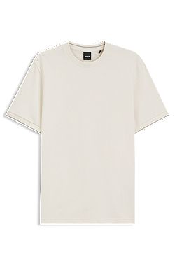 Camiseta de algodón estructurado con raya en los puños