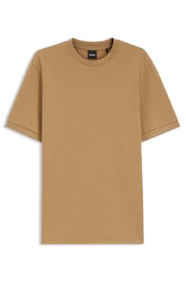 Camiseta de algod&oacute;n estructurado con raya en los pu&ntilde;os, Beige