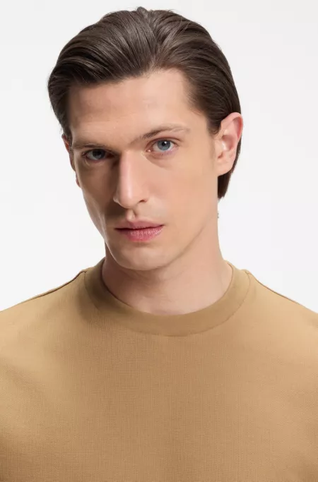 Structured cotton T-shirt with cuff stripes