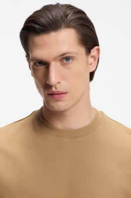 Camiseta de algod&oacute;n estructurado con raya en los pu&ntilde;os, Beige
