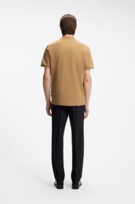 Camiseta de algod&oacute;n estructurado con raya en los pu&ntilde;os, Beige