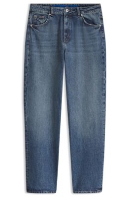 Jeans loose fit de pernera ancha en algod&oacute;n r&iacute;gido, Azul