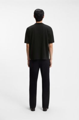 Camiseta del a&ntilde;o del caballo de punto de algod&oacute;n con logo de dise&ntilde;o, Negro