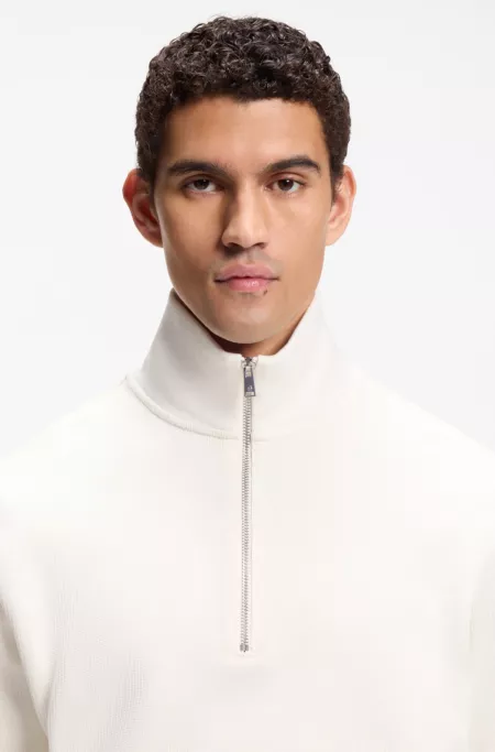 Zipper neck sweatshirt in structured cotton