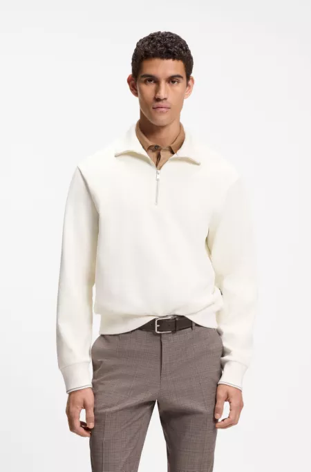 Zipper neck sweatshirt in structured cotton