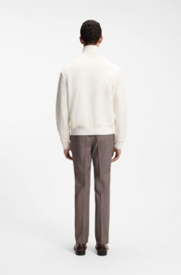 Zipper neck sweatshirt in structured cotton, White