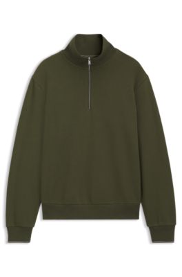 Sudadera con cuello con cremallera en algod&oacute;n con estructura, Cal