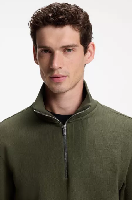Zipper neck sweatshirt in structured cotton