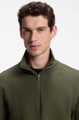 Sudadera con cuello con cremallera en algod&oacute;n con estructura, Cal