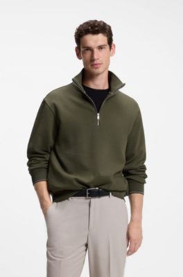 Sudadera con cuello con cremallera en algod&oacute;n con estructura, Cal