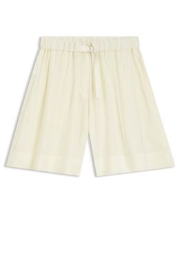 Bermudas de pernera ancha con cintura el&aacute;stica, Beige claro