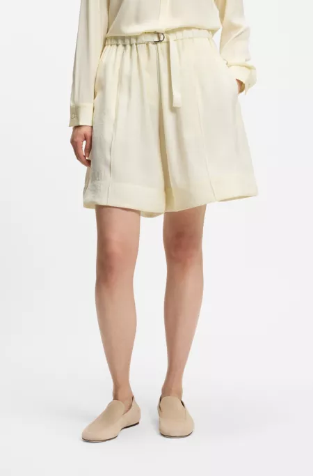 Wide-leg Bermuda shorts with elasticized waistband