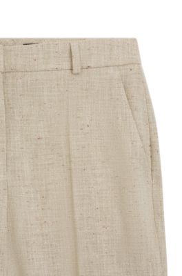 Pantalons &eacute;vas&eacute;s raccourcis en tissage flamm&eacute;, Fantaisie