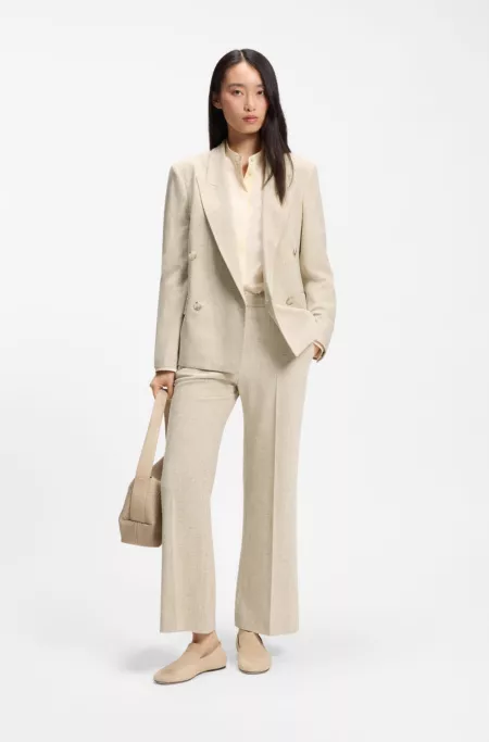 Cropped flared-fit pants in a slub weave