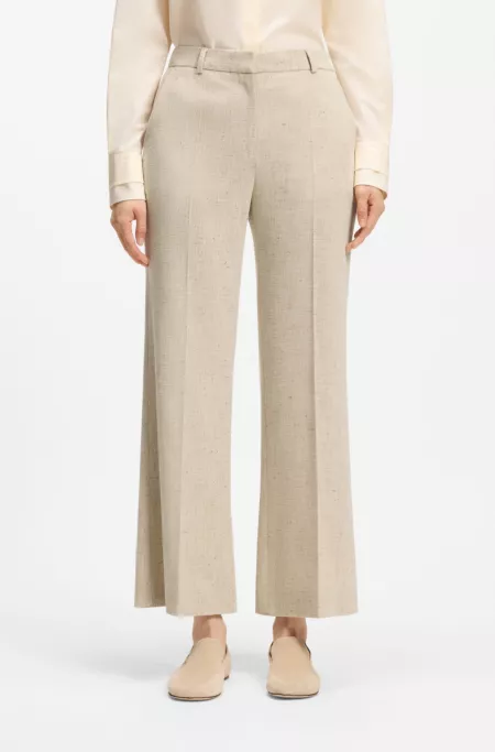 Cropped flared-fit pants in a slub weave